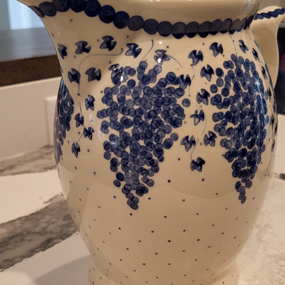 Blue and White Ceramic Pitcher